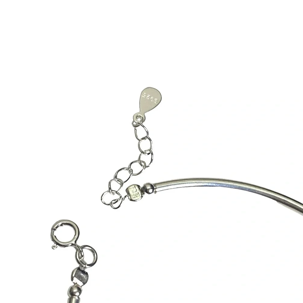 Green Jade & Sterling Silver Beaded Bracelet | Genuine Jade | 925 Sterling Silve